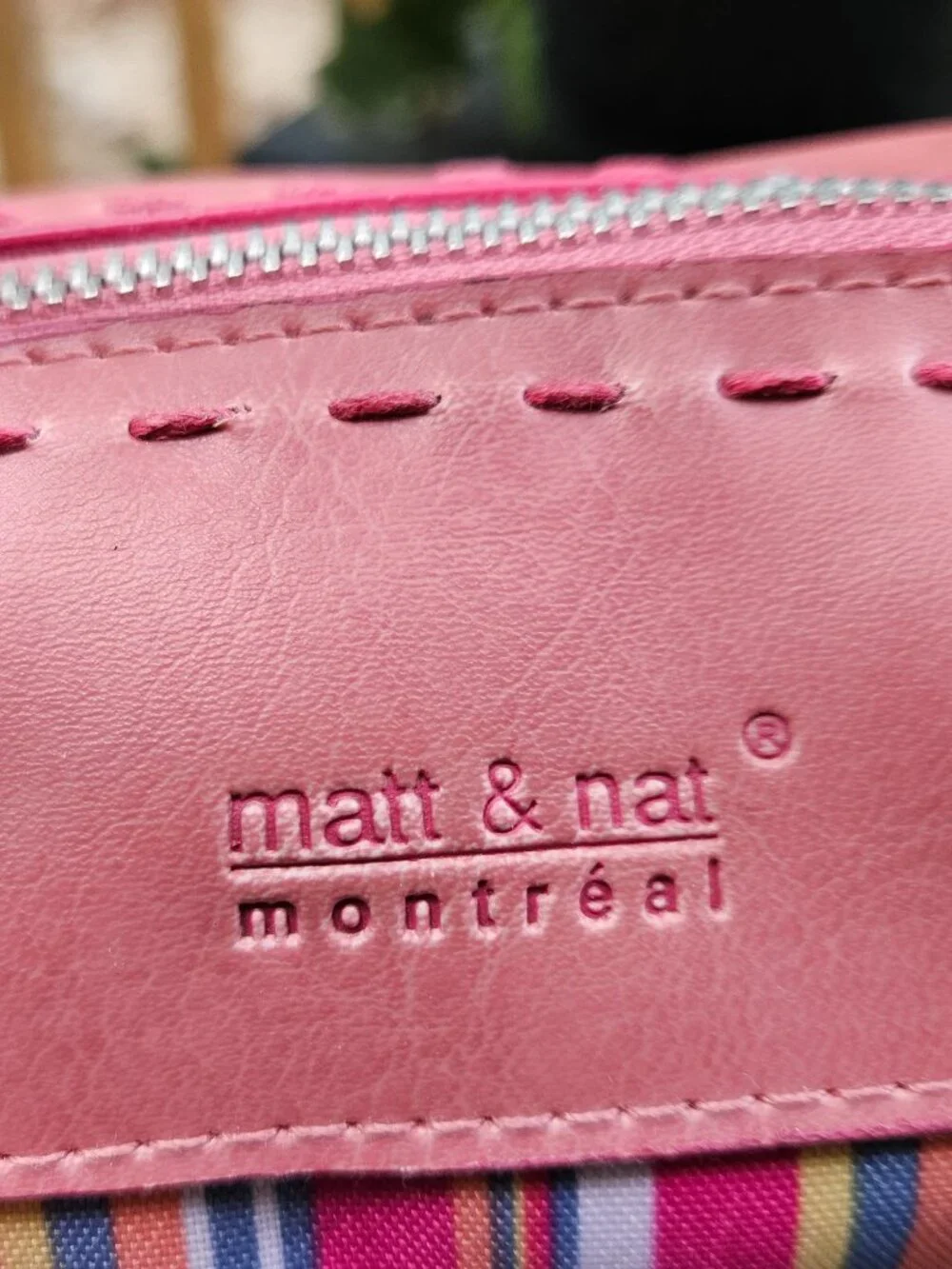 NWT Matt & Nat Satchel Bag Pink and Striped